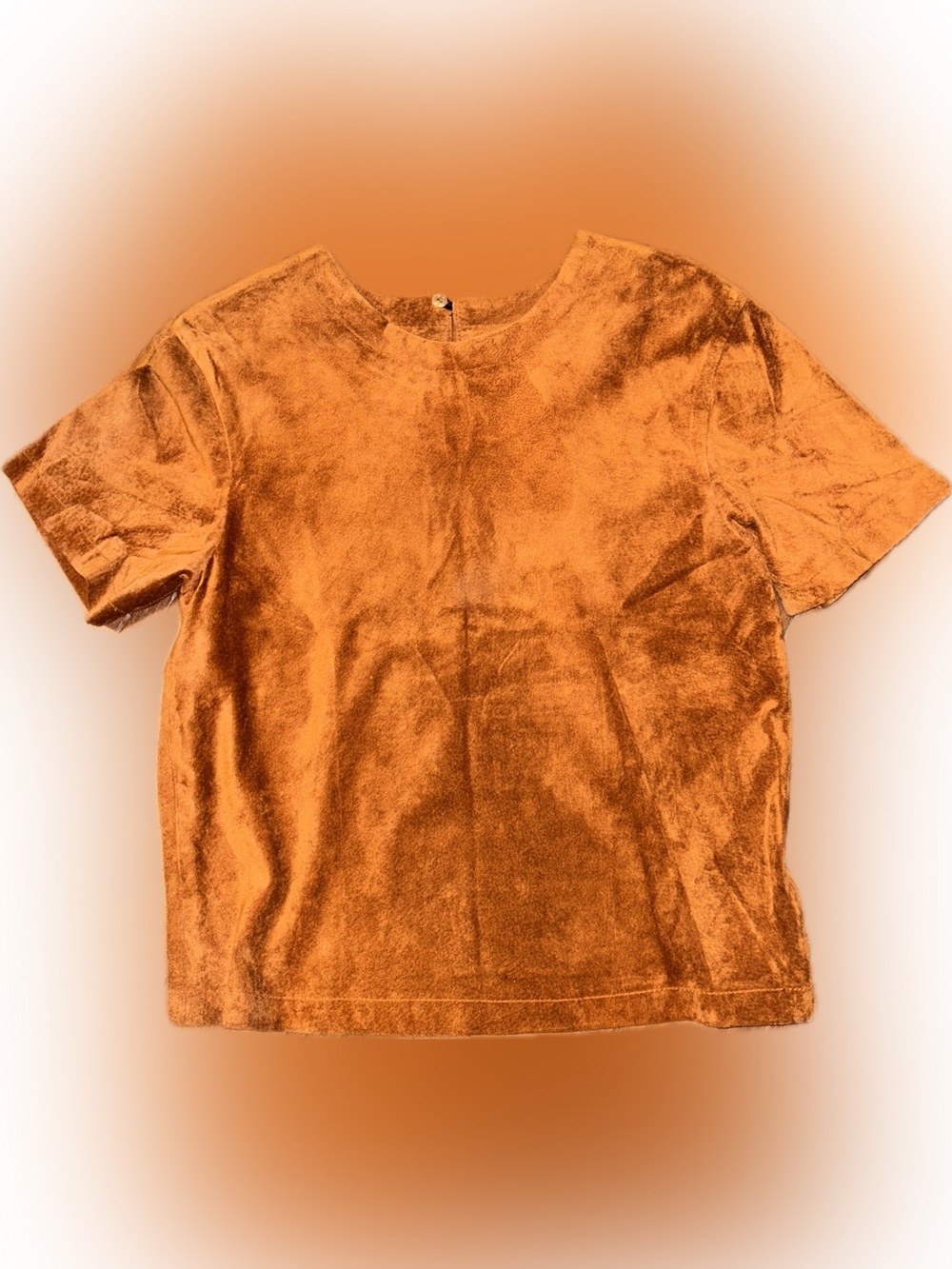 Vintage Genuine Camel Brown Suede Leather Cropped Boxy Top XS Michael Joseph